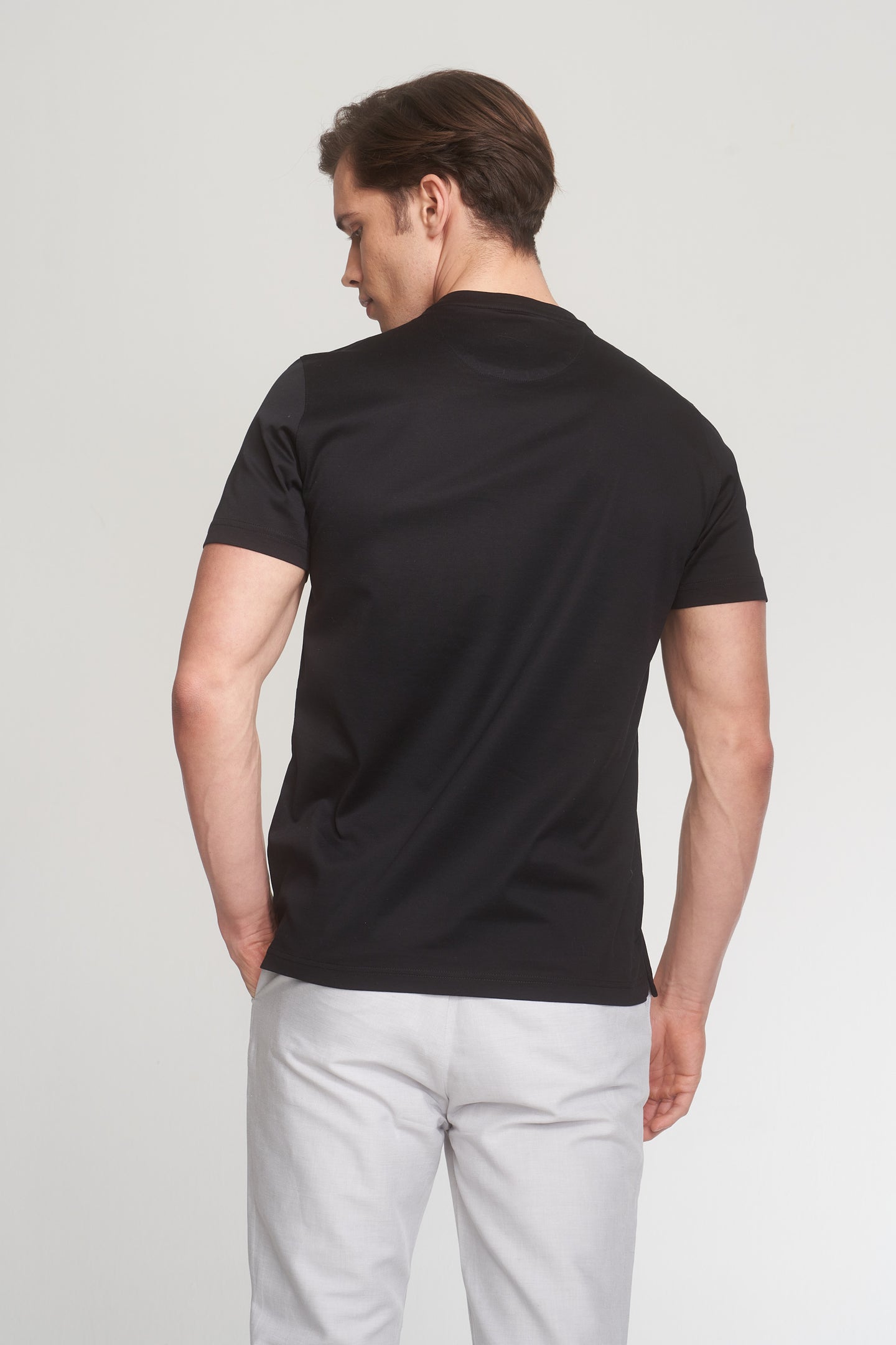 Black Mercerized Cotton Graphic T-Shirt